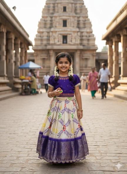 Coconut Kids Taffeta Silk Blue Children lehenga supplier in Vadodara